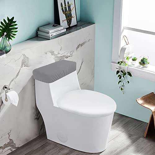 Toilet Tank Lid Cover, Bathroom Stretch Washable Spandex Toilet Tank Protector Cover with Elastic Bottom, Grey - color: Grey