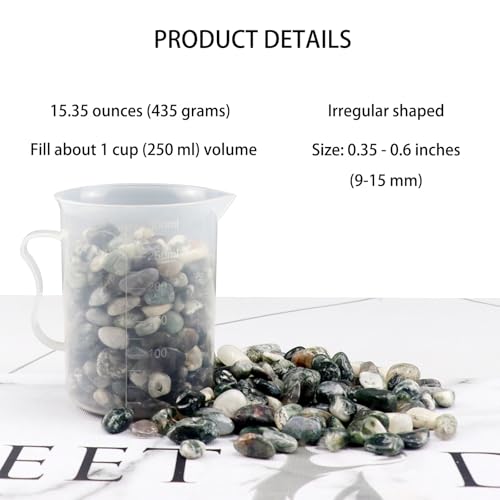 0.96LB Natural Pebbles Crushed Stones Aquarium Gravel Succulent Rocks Vase Filler Fish Tank Decorative Polished Bulk Irregular Shaped - Aquatic Agate - color: Aquatic Agate