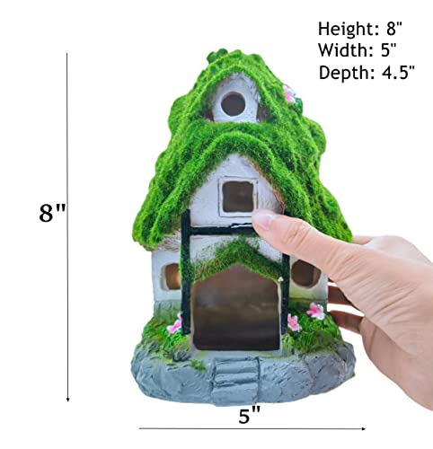 M2cbridge Aquarium Decorations Fish Hideout House Betta Cave Landscape Garden Decoration with Green Lifelike Moss (Garden Shed) - style: Garden Shed