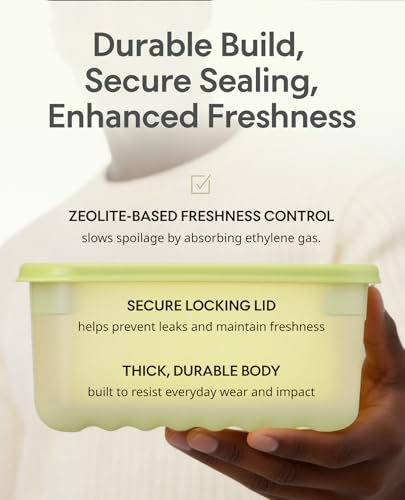 LocknLock Fresh-Block Plastic Food Storage Container | Produce Storage Containers for Fridge | Vegetable & Fruit Storage Containers for Fridge, Airtight Storage, Microwave & Dishwasher Safe 330ml - size: 330ml
