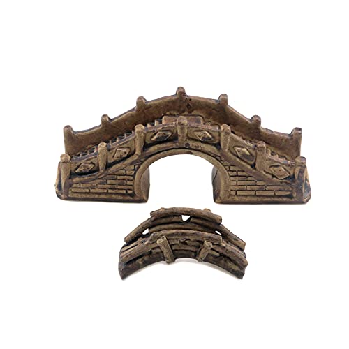 MY MIRONEY 2-Pack Aquarium Decoration Artificial Bridge Ceramic Arch Bridge for Garden Decor Fish Tank Ornament