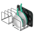 KORRTFID Kitchen Cabinet Organizer, 2PCS Steel Cookware Holder, Divided Holder with 3 Slots for Skillets Baking Tray and Chopping Board Rack - Pan Holder Storage (2.2 Inch Width Slots) - style: 2.2 Inch Width Slots(2PCS)