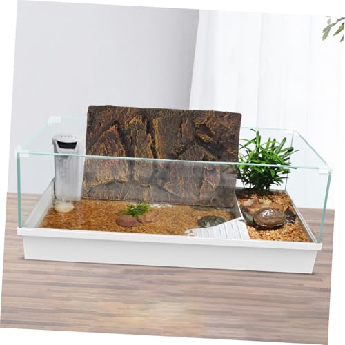 BESPORTBLE 3D Reptile Tank Background Board Realistic Turtle Tank Decor Adhesive Terrarium Back Wall