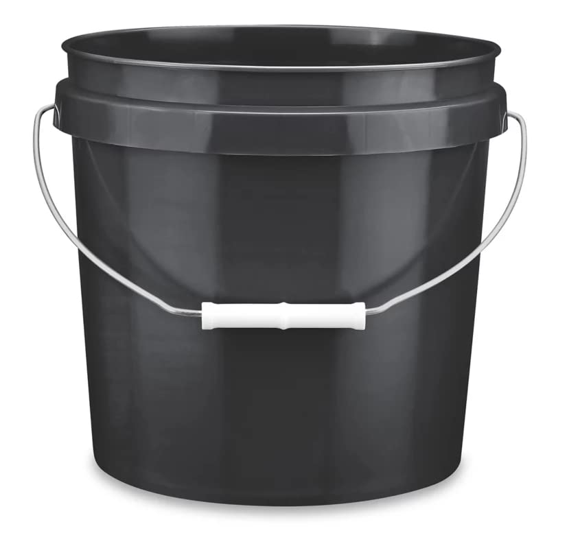 House Naturals 2 Gallon Black and Yellow Plastic Buckets Without lids BPA Free Food Grade Made in USA Pail (Pack of 2)
