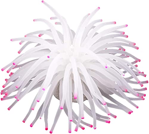Artificial Aquarium Fish Tank Decoration Silicone Sea Anemone Artificial Fish Tank Ornament Decoration (White) - color: White