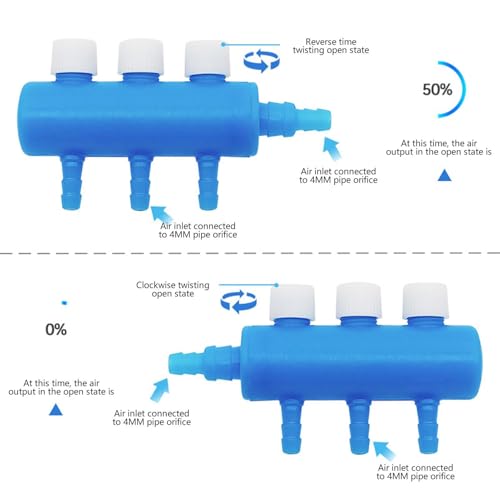 Aquarium Air Tubing Valves – Air Pump Splitter Control, Adjustable Lever Distributor | Airline Tube Connectors Fittings For Fish Tank Bubblers, Aquatic Systems, Airs Flow Management And Oxygen Supply - color: 3 heads