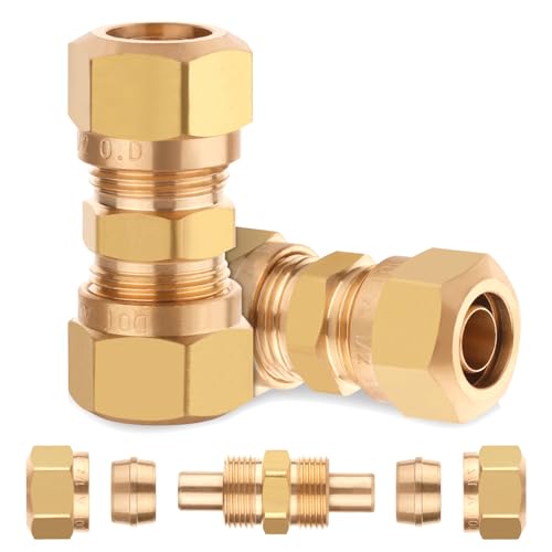 DOT Air Brake Line Fittings Connector for Nylon Tubing 1/2", Brass Air Compression Nylon Hose Fitting with D.O.T Approved for Trucks Trailers and Industrial Repair(Pack 2) - color: Redesigned Air Brake Fitting, size: 1/2" Od