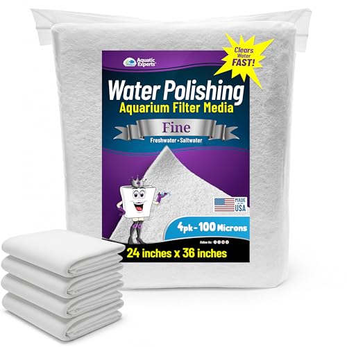 Aquatic Experts Aquarium Polishing Filter Pad, Water Polishing Pad for Aquarium Filters, Filter Floss for Fish Tank Filters, (100 Micron, 24" x 36" - 4 Pack) - size: 24" x 36" - 4 pack