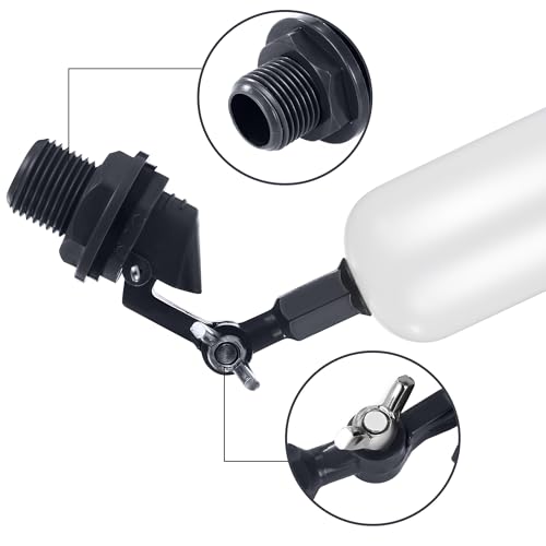 2-Pack Adjustable Arm Float Ball Valve for Automatic Water Level Control in Livestock Water Troughs, Aquariums, Hydroponics, and Reservoirs, 1/2 Inch NPT Thread