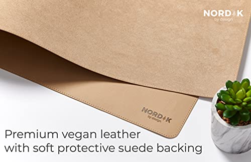 Nordik Leather Desk Mat Cable Organiser (Champagne Beige 89 X 43 cm) Premium Extended Mouse Mat for Home Office Accessories - Non-Slip Vegan Leather Desk Pad Protector & Desk Blotter Pad - color: Champagne Beige