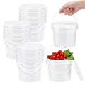 12 Pcs White Plastic Bucket with Lid and Handle, Food Grade Buckets with Lids, Ice Cream Containers Food Safe Bucket for Multipurpose Storage Paint Water Art Crafts Projects (1.58 Quart) - size: 1.58 Quart