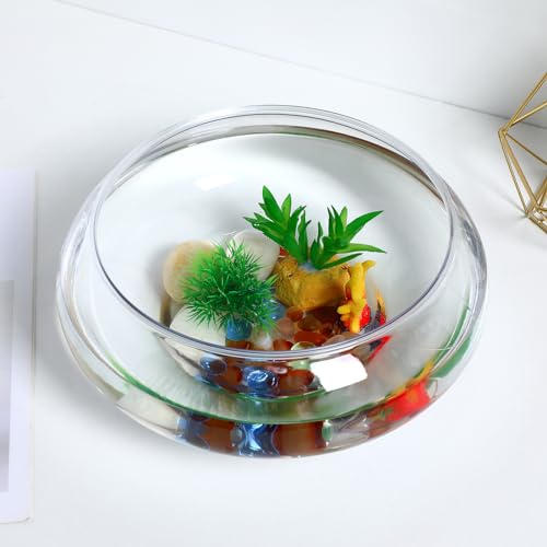Happyyami Transparent Aquarium Tank 1 Gallon Acrylic Betta Fish Bowl Desktop Fish Tank for Home Office Decor and Hydroponic Plant Display