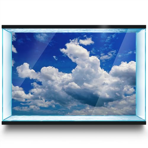 Aquarium Background Stickers - Sky Cloud Blue White - Fish Tank Reptile Terrarium Decor Poster (100 x 50 cm / (39.3 x 19.6 inches)) - size: 100 x 50 cm / (39.3 x 19.6 inches)