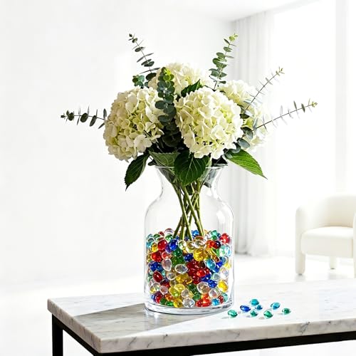 QYGL Sea Glass Stones - Colorful Clear Glass Pebbles Gemstones - Perfect for Aquarium Rocks, Fish Tank Gravel, Vase Fillers, DIY Crafts, and Home Decor (0.9LB/14oz) - color: Colorful