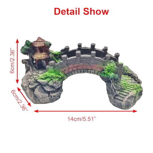 5PCS Resin Bridge Pavilion Tree & Artificial Plants Aquarium Fish Tank Decoration Kit for Saltwater Aquarium