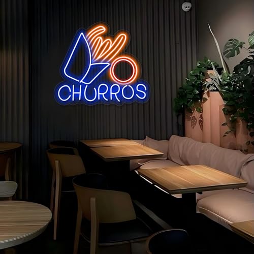 Churros Neon Sign For Churros Shop Decor Led Neon Lights Hanging Wall Art Decoration for Food Shop Restaurant Store Food Stand Truck Shop Juice Bar Market Party Home Wall Decor USB Powered Ultra Bright Dimmable, 15 * 13inch - color: Neon Churros