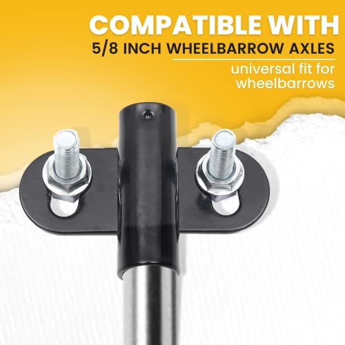 AR-PRO Wheelbarrow Axle Bracket Set (4-Pack) - Compatible with 5/8 Inch Wheelbarrow Axles - 3.27-Inch Wide by 2.17-Inch Long Bracket - Complete Set Includes Bolts and Nuts