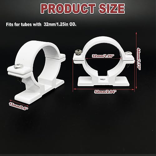 4pcs Water Pipe Clips,Wall Mounted Aluminium Pipe Clip Clamp C-Clamps Fastener,for Outside Diameter 32mm/1.25in Tubes (2632)