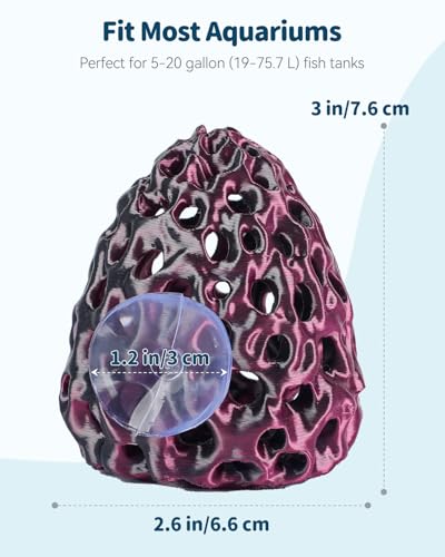 Uniclife Shrimp Cave, Shrimp Hides for Aquarium, Realistic Plastic Aquarium Coral Rock Decorations with Suction Cup, Betta Hideout Tank Accessories for Fish Tank Decor, Purple-to-Black Gradient - color: Purple-to-black Gradient