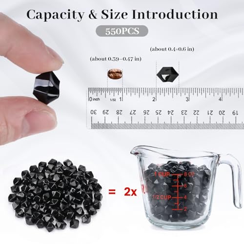 DomeStar 550PCS Small Black Vase Fillers, Acrylic Fake Ice Rocks Gems Crystals Diamonds Table Centerpiece Aquarium Tank Table Scatter DIY Crafts (0.4 * 0.6) - color: Black
