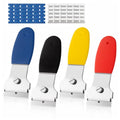 4 Pack Razor Blade Scraper, with 20 Metal & 20 Plastic Blades, Multi-Purpose Cleaning Remover Tool for Glass Caulk, Adhesive, Wall, Stovetop, Paint, Window, Sticker, Tile, Label Decals