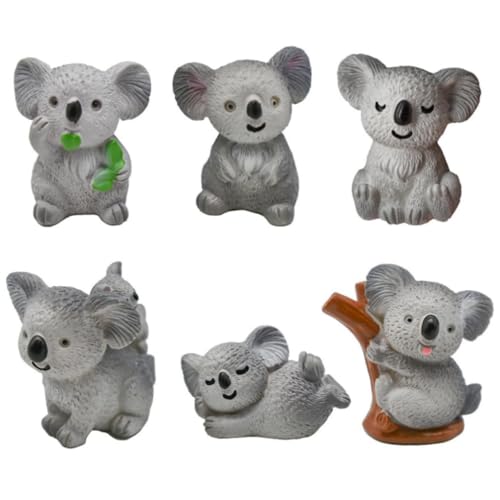 Koala Fairy Garden Accessories - Miniature Koala Figurines for Micro Landscape, Bonsai Craft, Cake Toppers, Desktop Decor, Fairy Garden, DIY,Car Decor, 6Pcs