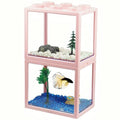 2 Pack Sea Monkey Fish Tank, Mini Betta Fish Tank Stackable Aquarium Tank Kit with Aquarium Gravel & Micro Landscape, 0.6 Gallon Acrylic Fish Bowl Tiny Shrimp Tank for Baby Fish Crab Moss Ball - color: Pink