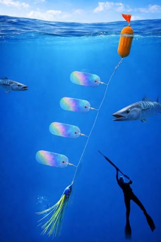 SPEARFISHING WORLD Flasher Kit Reflective Flasher Lure Kit with Float Container for Attracting and Spearing Pelagic Fish Like Tuna, Wahoo, Amberjack, Kingfish, Marlin, Sailfish. - size: Small