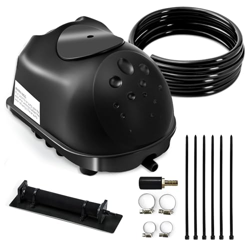 Luckerain Pond Aerator 8000 Gallons Koi Pond Air Pump, Aerators for Outdoor Ponds,Air Pump with Weighted Air Line and Submersible Diffuser Stick - size: 1 Diffuser / Up to 8000 Gallon