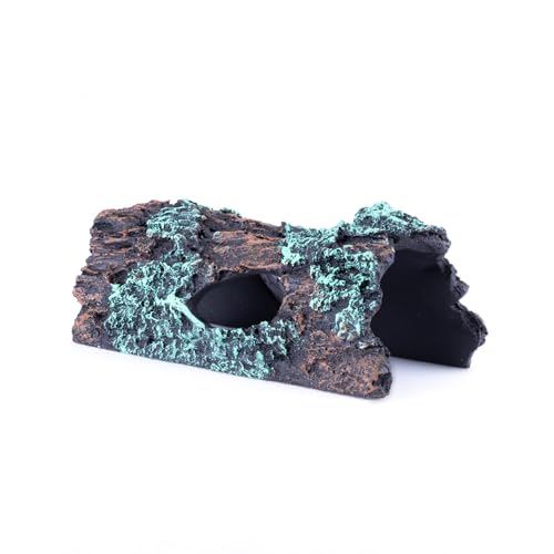 Natural Reptile Hide Basking Platform, Hideout Decor for Aquarium, Fish Tank, Bearded Dragon, Gecko, Shrimp, Betta (Glow-in-the-Dark Tree Cave, Small)