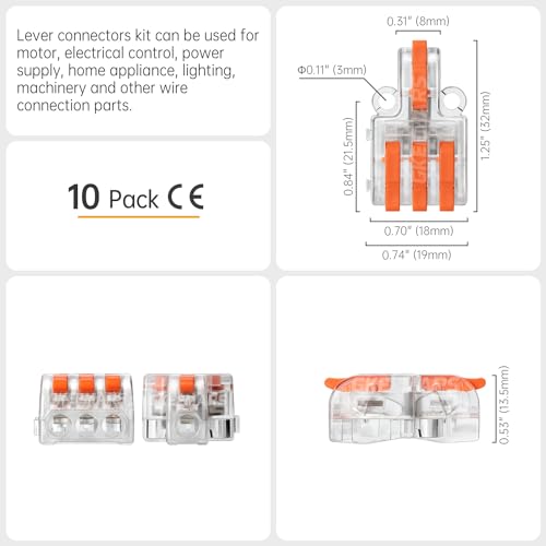 10Pcs Mini Electrical Wire Connectors, DIY Splicing into 4/6/8/9/10 Way Quick Connector Terminal Blocks (1 in 3 Out, PC) - style: 1 in 3 out, PC