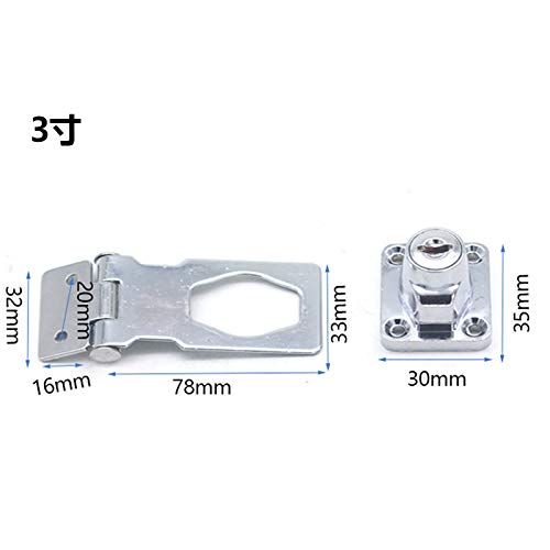 2 Packs Keyed Hasp Locks Twist Knob Keyed Locking Hasp for Small Doors, Cabinets and More,Stainless Steel Steel, Chrome Plated Hasp Lock Catch Latch Safety Lock (3Inch with Lock) - color: Silver, size: Straight 3 Inch