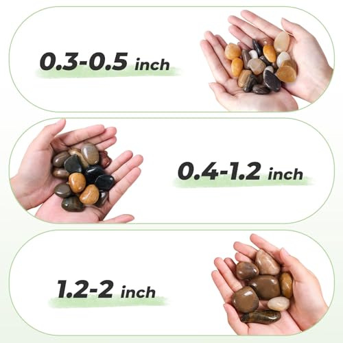 SIDONG 20 LB Mixed River Rocks, 1.2-2 Inches Highly Polished Pebbles for Indoor Plants, Decorative Stones for Plants, Fish Tank, Vases, Home Décor, Crafting, Garden Landscaping - color: Mixed, size: 20 lbs,1.2-2inch