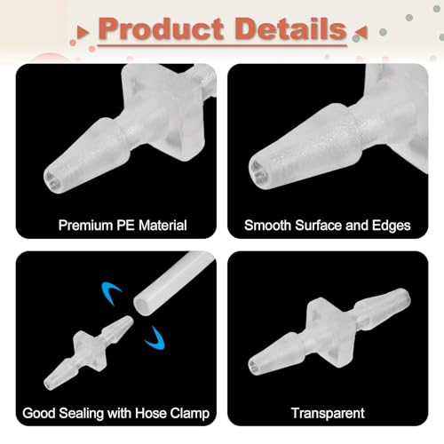 uxcell 8Pcs Plastic Hose Barb Fitting, 3/32" x 3/32" Barb Pipe Connectors Hose Fitting Adapter Splicer Mender Adapter Union for Fuel Gas Liquid Air Hose Repair - size: 3/32" x 3/32"