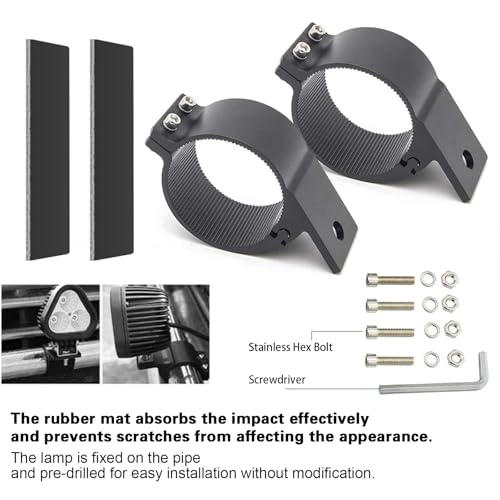 Tube Clamp Mounting Bracket for 2 Inch Bull Bar Roof Rack Roll Cage Mounts LED Square Round Work Light & Light Bar (Adjustable Between 47-53mm/1.8-2.1inch ) - size: 47mm-53mm(Approx 1.8"-2.1")