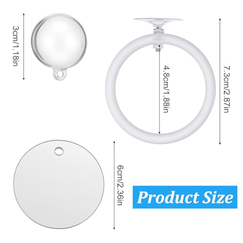2 PCS Betta Fish Exercise Ring, 2 Exercise Training Ring and 1 Fish Mirror with Balls Betta Enrichment Toys with Suction Cup for Small Medium Fishes Bettas Aquarium, White