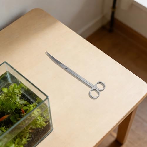 Stainless Steel Aquarium Scissors, 9.8 in, 4 Mm Thick Curved Aquatic Plant Trimming Scissor, Sanded Grip, Color Fish Tank Cleaning Tool