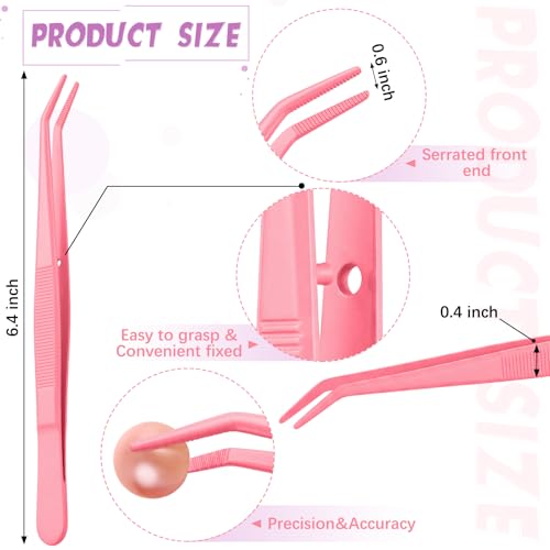 Honoson 10 Pcs Stainless Steel Tweezers for Crafting with Curved Serrated Tip Multipurpose Forceps Sewing Machine Tweezers Bulk (Colorful) - color: Colorful
