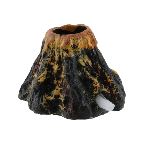 Aquarium Volcano with Air Stone Bubbler Cute Ornament Fish Tank Bubble Maker Aquarium Air Bubbling Airstones, Tubing Accessories for Oxygenation(Yellow Volcano) - color: Yellow Volcano