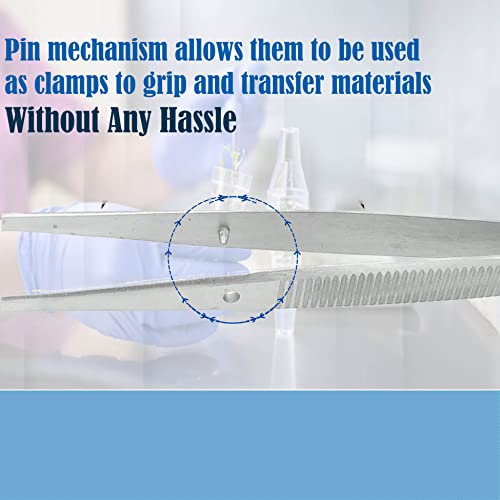 Lab Tweezers High Precision Forceps, 6" (15.2 cm), Fine Strong Angled Point tweezers, Stainless Steel - size: 6" Angled