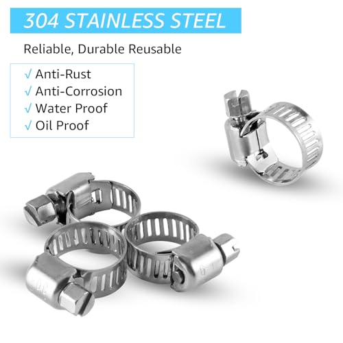 MRbrew Worm Gear Hose Clamps, 12 Pack Stainless Steel Hose Clamps for Home Brewing Beer Line Hose Clamps Gas Tubing Clamps 6-12mm (1/4-1/2 inch,3/8 inch, 5/16 inch) - color: All Stainless Steel, size: 12 Pcs Clamping Range: 6-12mm