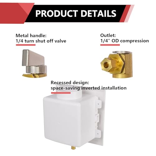 EFIELD Universal Ice Maker Box,1/2-Inch Pex Crimp Inlet with Installed 1/4-Turn Ball Valve with Stainless Steel Water Hammer Arrestor,(IM020) - size: with SS Arrestor, style: Pex Crimp