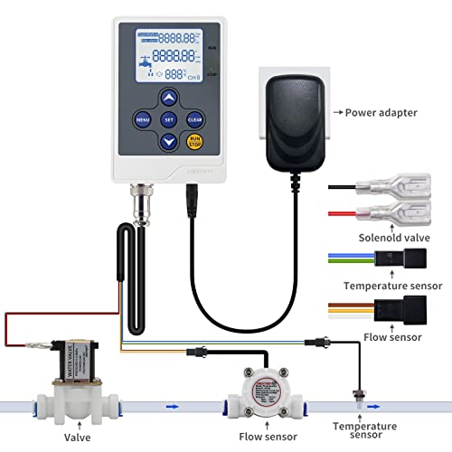 DIGITEN Water Flow Control LCD Display Controller+G3/4" Hall Sensor Flow Meter Flowmeter Counter+G3/4" Solenoid Valve Normally Closed N/C+12V Power