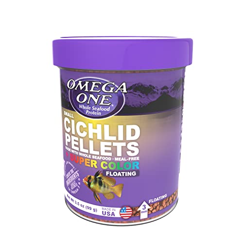 Omega One Super Color Floating Cichlid Pellets, 3mm Small Pellets, 3.5 oz Container - size: 1 Count (Pack of 1)