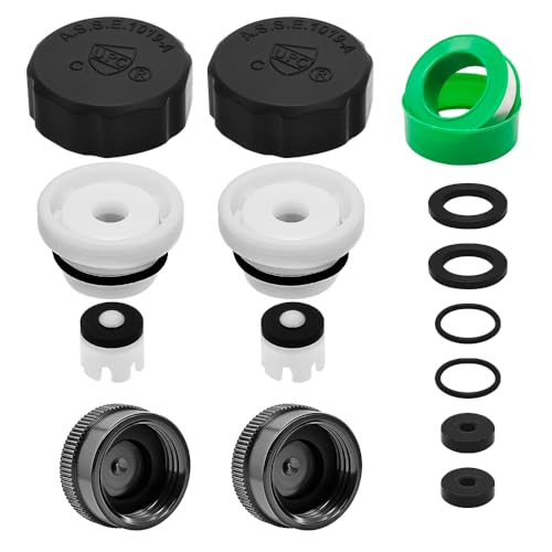 2PCS ASSE 1019-A Repair Kit(Coarse Thread), Asse 1019 A Vacuum Breaker Replacement, Outdoor Faucet Repair Kit, Anti siphon valve repair kit with 2PCS Hose End Caps(Black) - color: Black