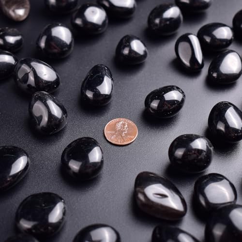 Polished Stone Set Obsidian Crystals, 0.8" 10–14 Pieces Handpicked Tumbled Gemstones Rocks, Pebbles for Reiki, Chakra, Healing, Home Decor - color: Obsidian, size: 0.8"