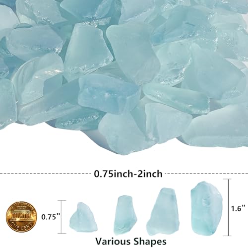 QYGL Sea Glass Block - 1LB Turquoise Frosted Sea Glass - Vase Filler and Aquarium Ornament, DIY Craft Supplies for Art, Sea Glass Decor, Beach Weddings, and Home Decor - color: Turquoise