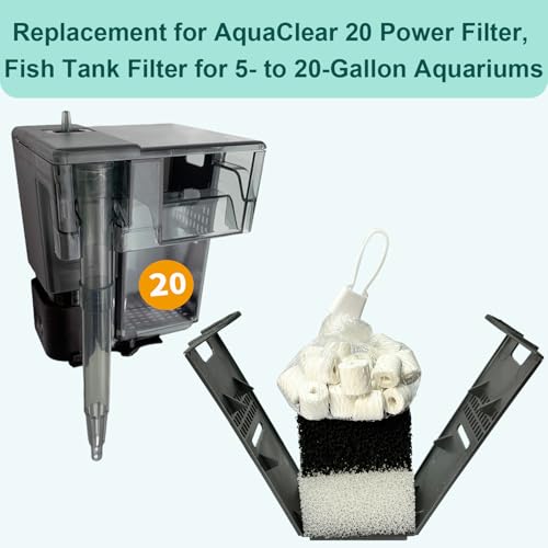 4 Set of Three-Stage Filtration Tank Filter Maintenance Kit, Replacement for AquaClear 20 Power Filter, Fish Tank Filter for 5- to 20-Gallon Aquariums - size: for 20 Power Filter