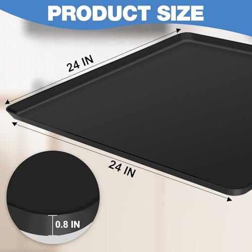 ToLanbbt Mini Fridge Silicone Mat - 24" x 24" x 0.8" Mini Fridge Drip Tray Under Refrigerator Mat Carpet Floor Protector, Leak-Resistant Portable AC Pan for Washing Machine Dishwasher Dryers, Black - color: Black, size: 24"x24"x0.8"
