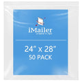 iMailer- 24" x 28" 50 Pack- 2 Mil Resealable Zip Bags- Clear Plastic Bags with Zip Top Lock for Storage, Organizing, Crafts, Travel - size: 24" x 28" 50 Pack